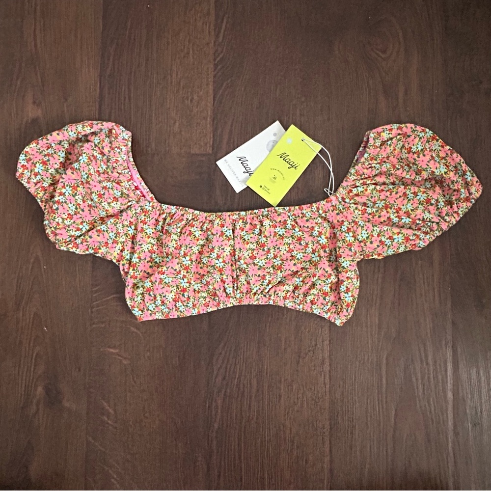 Maaji Cherry Blossom Kauai Puff Sleeve Bikini Top